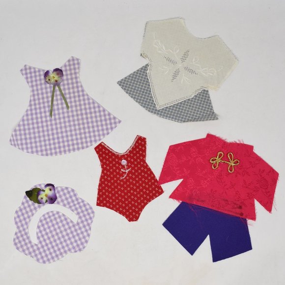 Dress Up Fabric Doll Outfits Carry All Folder Portfolio Handmade Quiet Toy - Picture 3 of 14